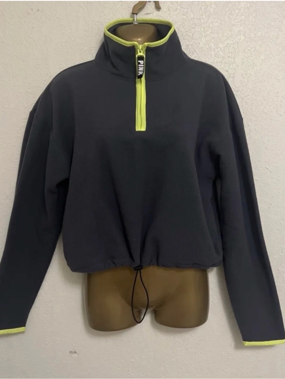 Pink Victoria Secret Quarter Zip Pullover Sweatshirt Size XS Crop